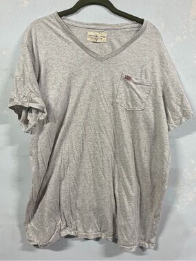 Ralph Lauren XL 100% Cotton Grey V-Neck Short Sleeve Tee Shirt